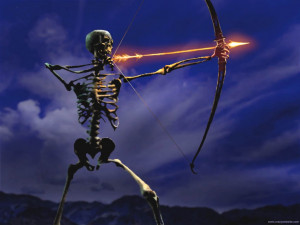 archery sports theme widescreen computer wallpaper: a skeleton archer ...