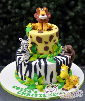 jungle theme 1st birthday cakes