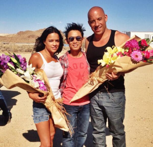 Vin Diesel, Michelle Rodriguez and Director James Wan. Pic: Twitter