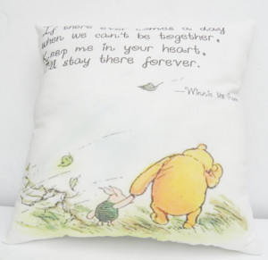 ... Pooh & Piglet Keep Me Quote Pillow for Nursery Baptism Classic Pooh