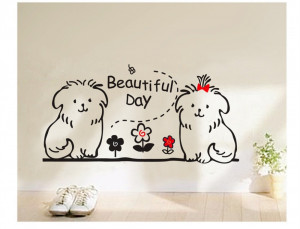 cute dog animal kids wall decals quotes princess love retro art ...
