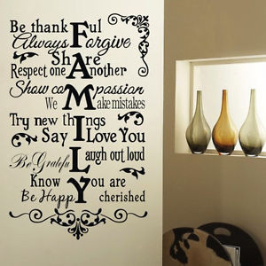 Family Rules Be thankful Wall Quote Sticker Decal Removable Vinyl Art ...