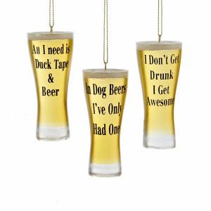 Club Pack of 12 Beer Glasses with Humurous Quotes Christmas Ornaments ...