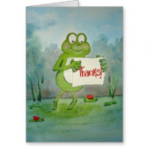 Thanks Thank You Blank Card Whimsical Frog