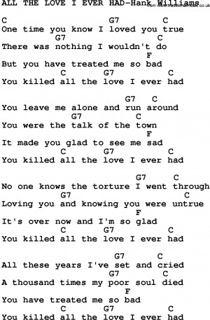 Old Country Song Lyrics With Chords All The Love Ever Had