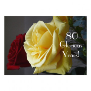 80 GloriousYears!-Birthday/Two Roses-with Quote Personalized ...