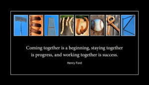 TEAMWORK Wood PlaqueBaseball Letter ArtHenry Ford Quote