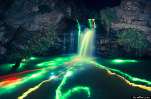 Glow Stick Photography: Stunning 'Neon Luminance' Waterfall (PICTURES)