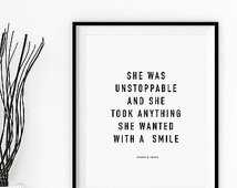 Inspirational Quote Wall Decor “She Was Unstoppable