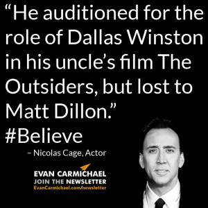 He auditioned for the role of Dallas Winston in his uncle’s film The ...