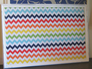 Gloss White Modern Frame Rainbow Chevron Pin Board or Magnetic Board ...