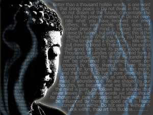 ... Poster Stencil Graffiti: Buddha quotes and inscens smoke Art Print
