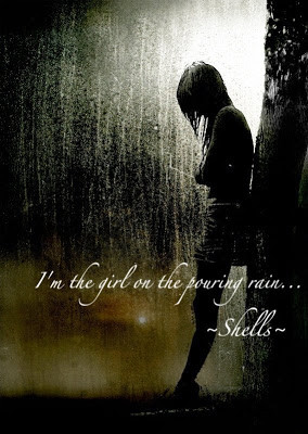 The girl on the pouring rain....