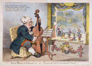 Coloured print entitled John Bull in Lilliput or Theatricals for the ...
