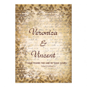 Vintage Romantic with Bible Verse Wedding Custom Announcements