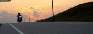Motorcycle In Sunset Facebook Cover Preview