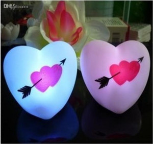 Multi color LED en forma de corazón noche luz lámpara LED Navidad ...