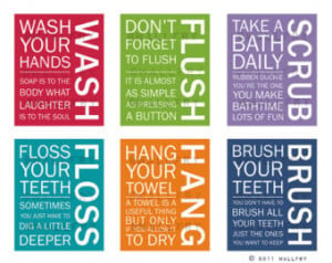 ... wall quotes. Wash Brush Floss Flush. Typography. Prints by WallFry