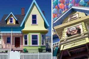 The real-life Up! house next to the movie home