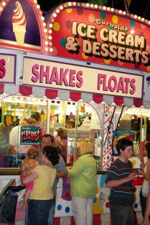 Some examples of Funnel Cake Stands. But funnel cakes and pork rinds?
