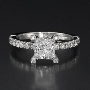 Princess Cut Solitaire With Side Stones Engagement Rings