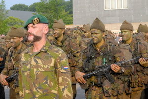Dutch green berets welcome there new mates while there marching on ...