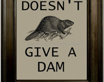 Beaver Dam Art Print 8 x 10 - Beaver Doesn't Give a Dam - Word Art ...