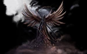 Dark Grim Reaper horror skeletons skull creepy wings angel wallpaper ...