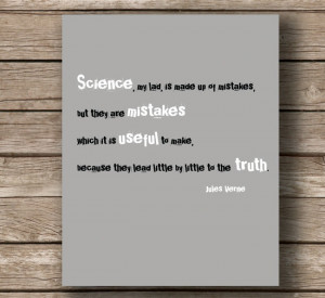 Jules Verne: Science my Lad, Science Art Typography Print, Book Quote ...