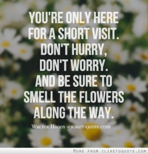 ... hurry, don't worry. And be sure to smell the flowers along the way