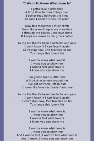 Foreigner~I want to know what love is~lyrics