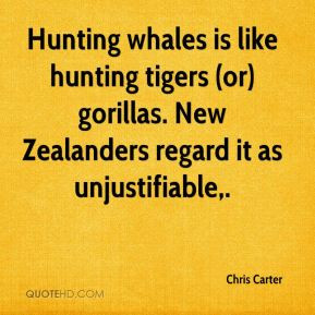 Hunting whales is like hunting tigers (or) gorillas. New Zealanders ...