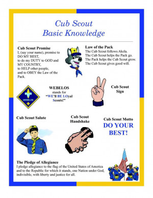 Great sheet that shows the “Cub Scout Basic Knowledge”. Has the ...