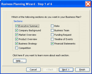 Business Planning Wizard Step 1