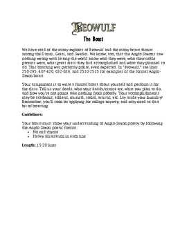 BEOWULF BOAST ASSIGNMENT - TeachersPayTeachers.com