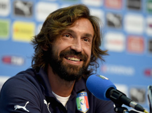 Andrea Pirlo of Italy faces the media during press conference on June ...