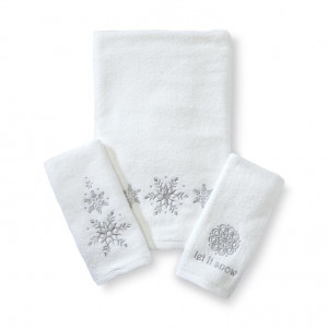 Essential Home 3-Piece Holiday Bath Towel Set - Snowflake