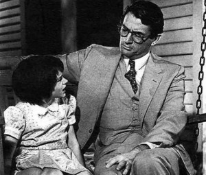 Atticus and Scout Finch from To Kill A Mockingbird