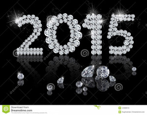 ... New Year 2015 is a diamond jewelry illustration on a black background