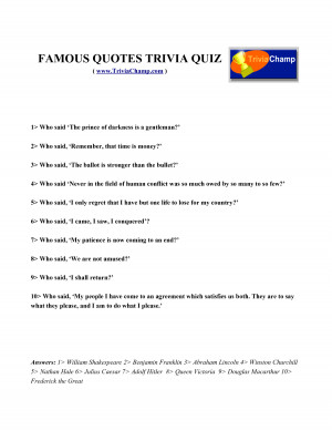 FAMOUS QUOTES TRIVIA QUIZ