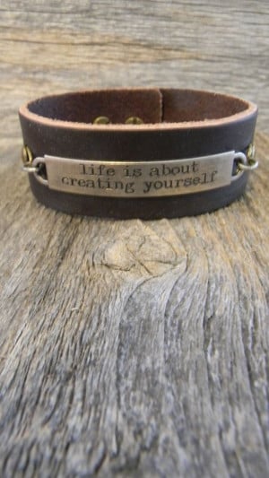 Metal and Brown Leather Inspirational Quote by augustsparrow, $15.00