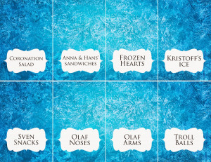 Disney Frozen food place card olaf noses sven snacks