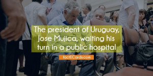 The president of Uruguay, Jose Mujica, waiting his turn in a public ...