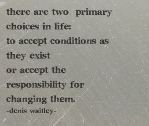 primary choices in life: to accept conditions as they exist or accept ...