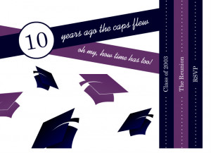 Paged Graduation Caps Class Reunion Invitation by PurpleTrail.com.