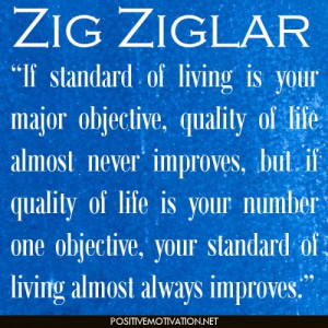 If standard of living is your major objective, quality of life almost ...
