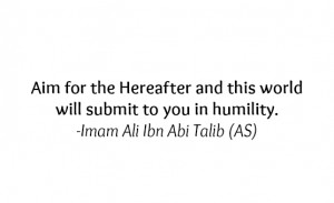 Aim for the Hereafter and this world will submit to you in humility.