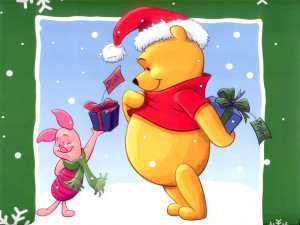 Piglet gives Winnie the Pooh a Christmas Present