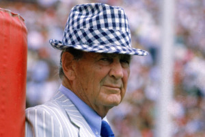 head coach Paul 'Bear' Bryant appears during an NCAA college football ...