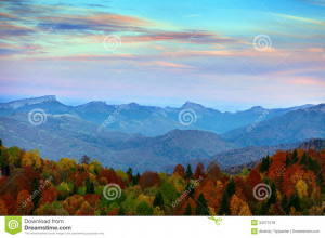 Autumn Mountain Sunset Sky
